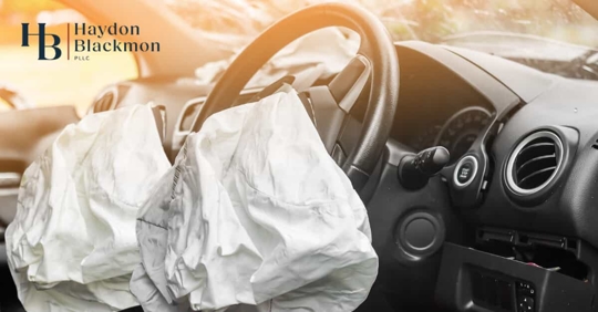 crashed car with air bag